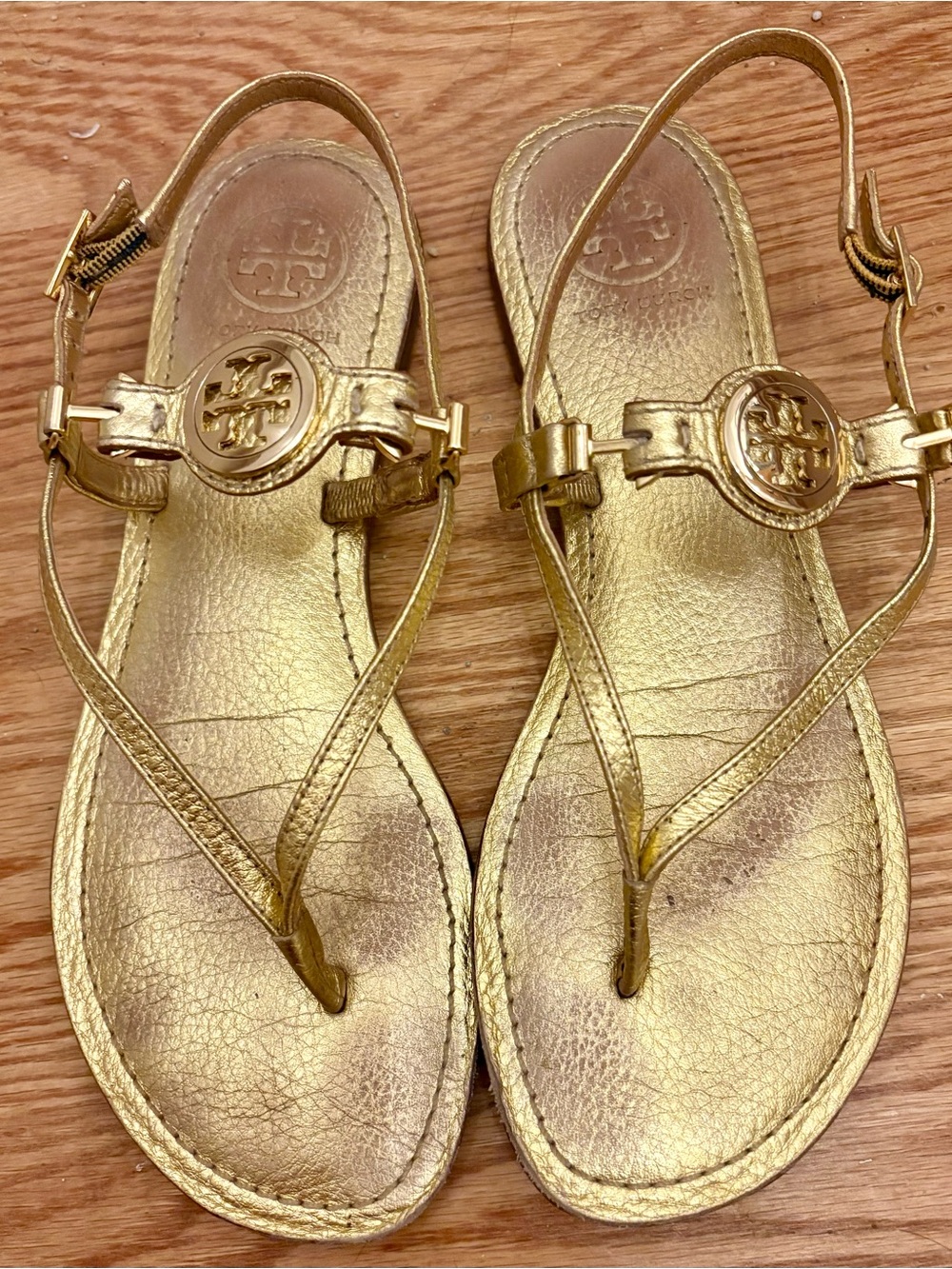 Tory Burch Gold Ali Thong Sandals